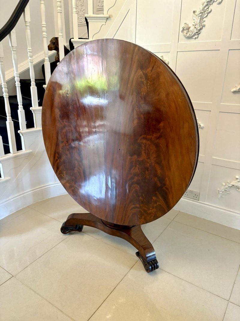 Antique Regency 6 Seater Quality Figured Mahogany Circular Dining Table - Image 10